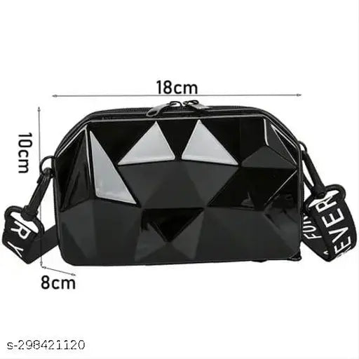 Black diamond patterned sling bag, 18cm x 24cm