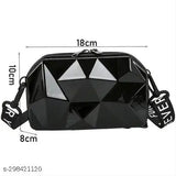 Black diamond patterned sling bag, 18cm x 24cm
