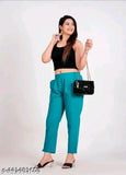 Teal cotton stretch pants set, fashionable women's and girls