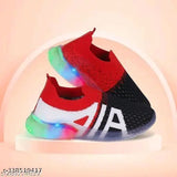 Kids stylish red and black sneakers with LED lights
