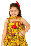 Kids girls cotton blend sleeveless top pant set, embellished top with printed net bottom, 0-3 months size