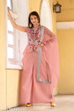 New Georgette Koti Suit set with embroidered net palazzos - fancy wedding party wear from India