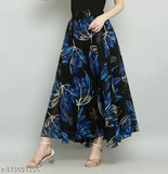 2REAL BLACK WITH BLUE PRINT LONG SKIRT