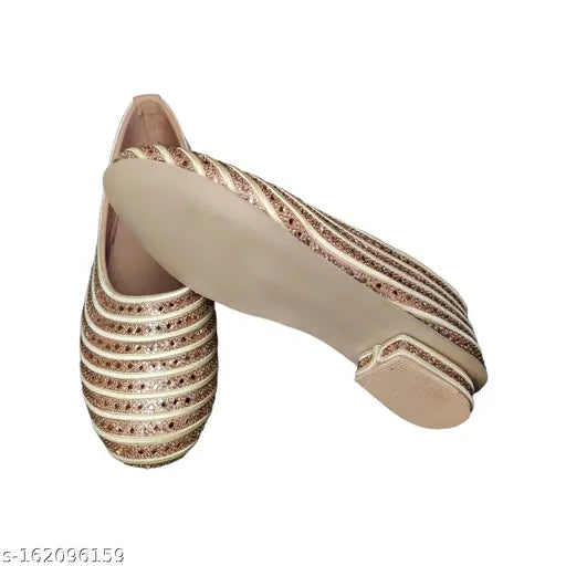 Synthetic embellished ballerinas for wedding and anniversary party wear, India origin