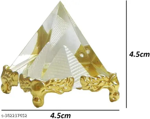 Crystal pyramid for positive energy, good luck & prosperity, Indian-made Feng Shui showpiece (4.5cm L x 4.5cm W x 4.5cm H)