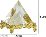 Crystal pyramid for positive energy, good luck & prosperity, Indian-made Feng Shui showpiece (4.5cm L x 4.5cm W x 4.5cm H)