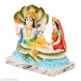Resin Chaturbahu Vishnu & Laxmi Pujas Idols, Indian religious art for pooja room or place of worship - Dimensions: 5"L x 2.5"H x 4"W
