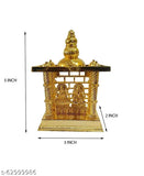 Gold metal Ganesha-Laxmi idol, traditional temple statue for home/office decor or car dashboard, perfect gift for Indian festivals and celebrations