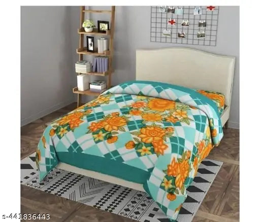 Fleece floral swaddler, classic blanket for AC room, ideal for newborn, 120 thread count, 86"x56", from India