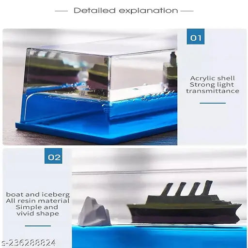 Titanic-themed acrylic cruise ship paperweight for car dashboard or home décor, resin figure of unsinkable ship in liquid wave design