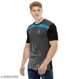 Printed polyester short sleeve jersey, perfect for daily sport and casual wear, size N (S: 36in, M: 38in, L: 40in, XL: 42in, XXL: 44in). Made in India