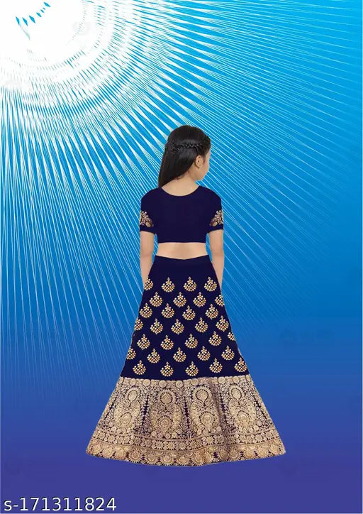 Silk embroidered semi-stitched Lehenga Choli for girls, available in multiple sizes from 1-15 years, beautiful Indian traditional wear for parties