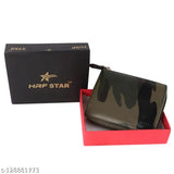 Artificial leather army-style men's wallet, regular size with 5 card slots, solid pattern, premium quality from HRF STAR