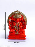 Hand-painted poly resin Panchmukhi Hanumanji statue, traditional Indian idol of Lord Hanuman
