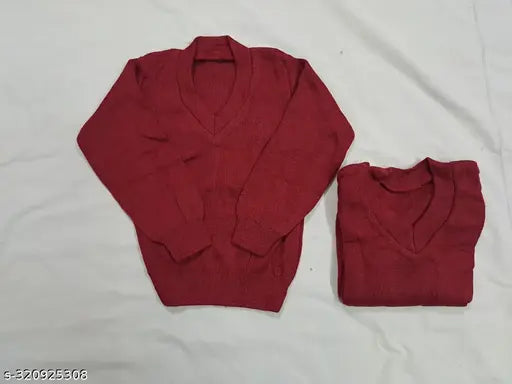 Acrylic twin sweater combo for kids aged 5-10 years, solid color style for boys and girls