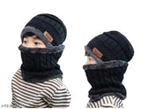 Woolen Boys & Girls Winter Warm Cap Set with Scarf - Self-designed Beanie for Outdoor Sports
