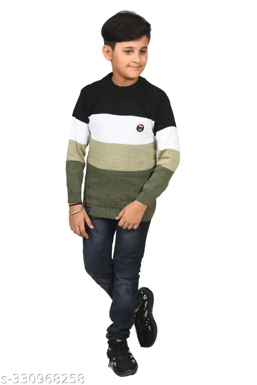 Woolen sweater, colorblocked design, DIMSY COLLECTION for winter kids wear, 8-12 years