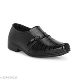 Black shoe with two straps, possibly velcro, on a white background