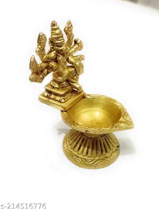 Brass Varahi Amman Deepam figurine, 300gm, 10cm x 10cm x 6cm, Indian god idol with lamp