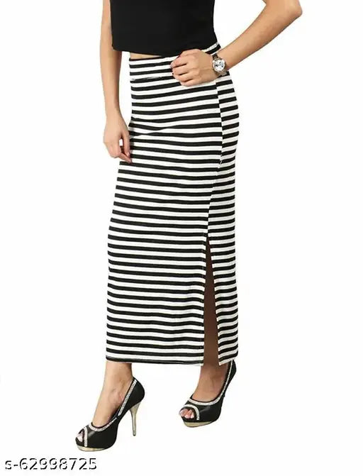 Black and white long skirt with zip closure