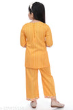 Striped rayon 3/4 sleeve kurtis and palazzo set for parties and casual wear, Indian fashion for kids aged 0-9 years