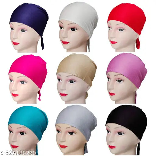 Cotton hijab caps, pack of 10 Islamic caps, variety of colors and styles