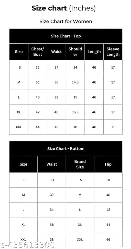 Size chart with dimensions and color options for a set of Diwali 2024 special self-gift picch color sets