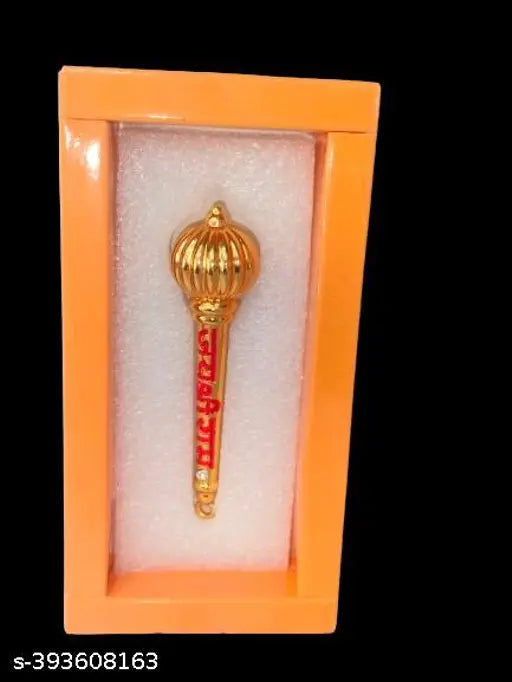 Pure metal Hanuman idol, Jai Shri Ram gada, 12cm x 12cm x 3cm from India, bringing positive vibes to your home