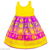 Brand New South Indian Chanderi Silk Chaniya Choli with waist belt, embroidered and embellished lehenga for girls aged 6 months - 5 years. High-quality traditional Pattu Pavadi attire. Made in India