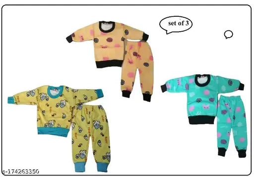 Wool winter suite pack of 3 for baby girls and boys, printed net design in various sizes