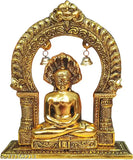 Maharveer Idol or Parshavnath Idol, gold-tone metal statue for home temple, office decor, gifting purpose. Metal size: 45" x 19" x 70", symbolizing luck, happiness and prosperity