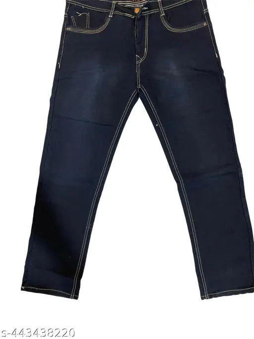 Men's blue denim jeans with visible stitching details