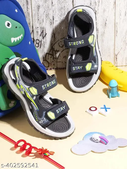 Grey printed boys kats kids sandals