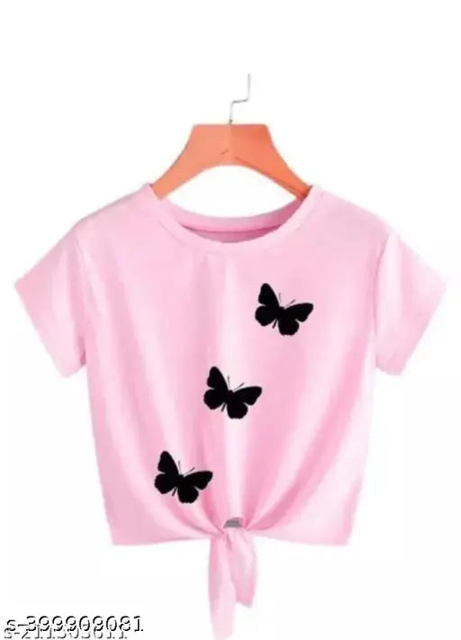 Stylish summer cotton blend t-shirt for women, short sleeves, printed pattern, size N (S - bust 34in, M - bust 36in), made in India