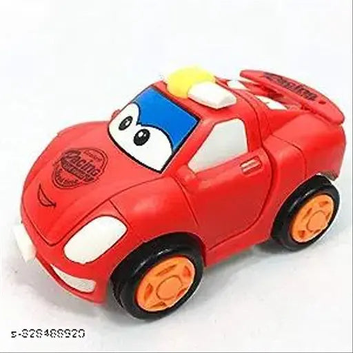 Mini Cartoon Car for Kids, pull-back racing car, convertible robot friction toy, colorful polyester plaything Main image