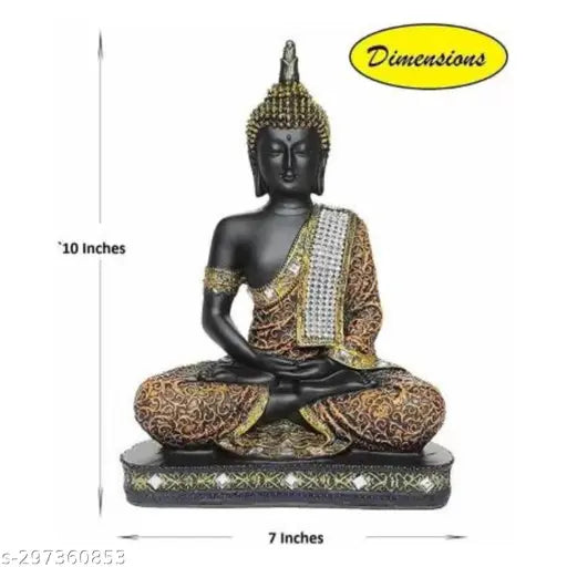 Premium quality poly resin Buddha statue, 17cm x 9cm x 24cm, ideal for living rooms or gardens, suitable for meditation lovers and Buddhists, perfect for home decor, offices, weddings, anniversaries, gifts. Indian origin