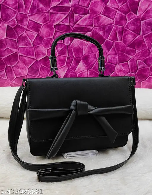 Elegant Elite Fashionable Gorgeous Graceful Black PU Sling Bag with unique trendy versatile design for ladies' latest styles