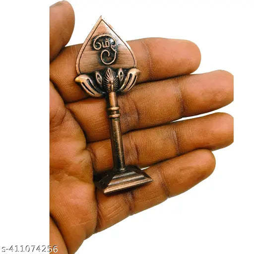 Brown double-sided Lord Murugan metal vehicle dashboard ornament, 7cm height, for car, bike, study table, or pooja room decor