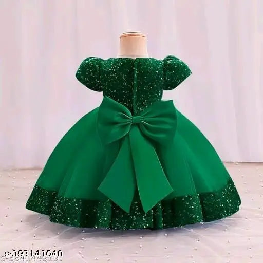 Solid net 9-12 months baby girl's frock from India