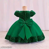 Solid net 9-12 months baby girl's frock from India