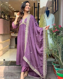 Pure Chinon silk Alia cut gown & dupatta bottom set with printed net, XL size for party wear look