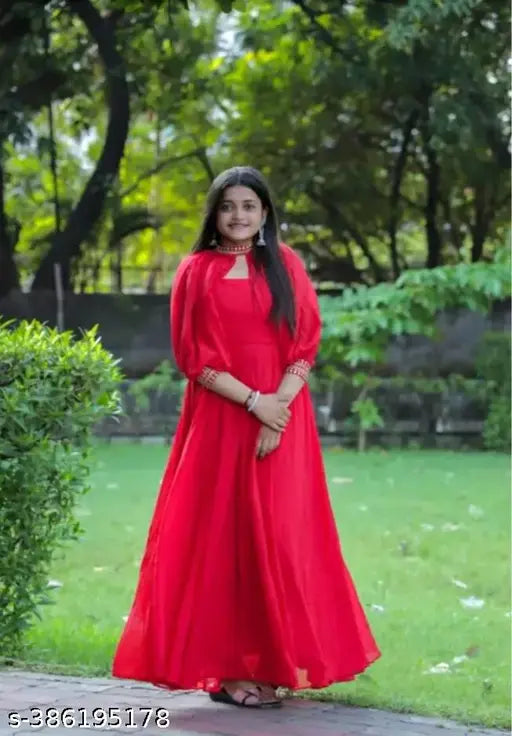 Fancy georgette kurta set with three-quarter sleeves, ready to wear in XL, XXL, XXXL, 4XL, 5XL. Indian handcrafted solid kurta outfit