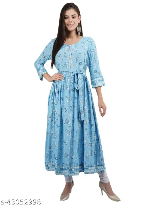 Blue chiffon maternity feeding kurta