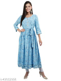 Blue chiffon maternity feeding kurta