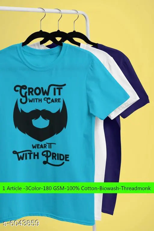 Trendy cotton mens short-sleeve printed t-shirts in S, M, L, XL, XXL from India
