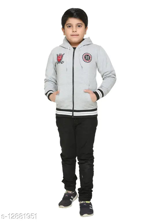 Stylish cotton sweatshirt hoodie, solid color in boys design, long sleeves, 3-4 years or 9-10 years size, made in India