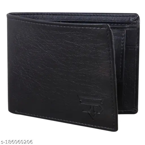 Attractive faux leather men's trendy trifold wallet, textured net pattern, 4 card slots, 2 zip compartments, durable cloth lining, made in India