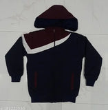 Navy blue and white TPU padded winter jacket, hoodie with drawstring, zipper closure