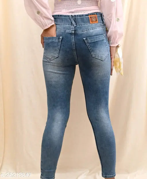 Blue high rise skinny jeans