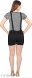 Cotton sleeveless trendy modern women's jumpsuit, solid net design - size S or M, made in India